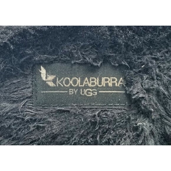 UGG Fluff Yeah Slide Black Slipper Sandal Sz 7 38 Sheepskin Fur Gray Soles - Picture 3 of 14